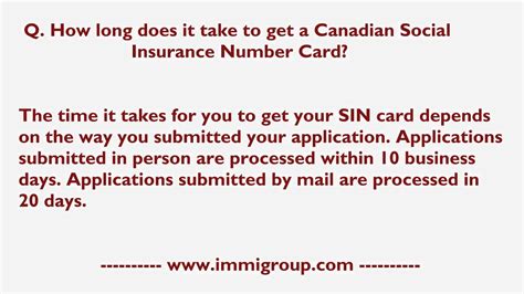 The number of applications that passport services has to process at the time you there have been times in the past when it could take up to 14 weeks or longer to get a passport. How long does it take to get a Canadian Social Insurance ...