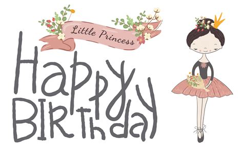 Happy Birthday Card With Cute Little Princess 684296 Vector Art At