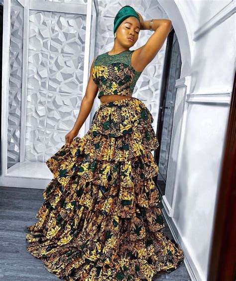 Ankara Maxi Skirt With Crop Top Style African Fashion Dresses