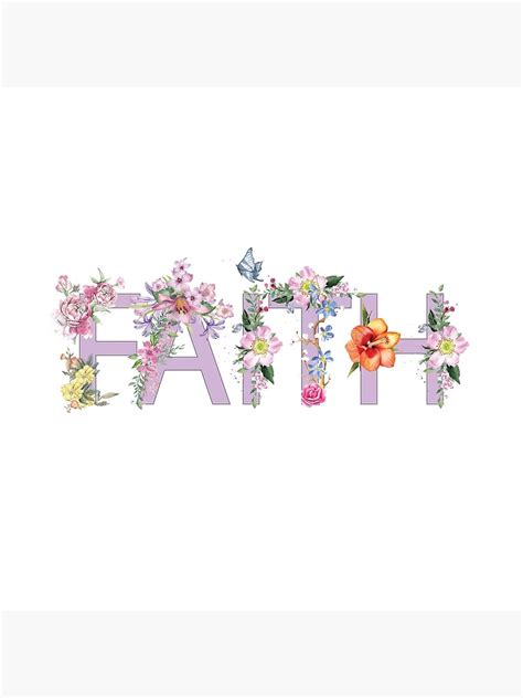 Faith Cool Pink Flowers Text Girly Inspirational Floral Typography