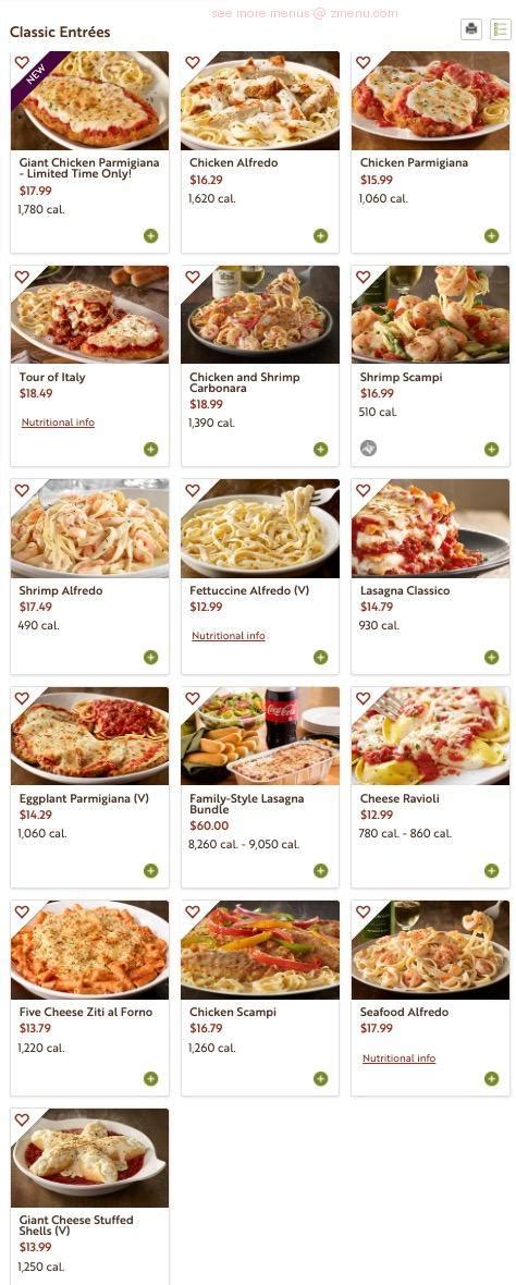 Olive Garden Menu With Prices Draw Vip
