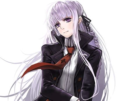Kirigiri Kyouko Female Braid Ribbon Purple Hair Manga Tie White