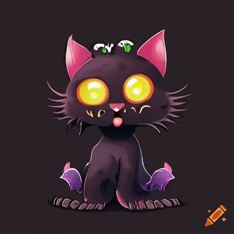 Cartoon Demon Cat On Black Background On Craiyon