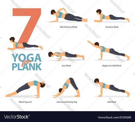 Yoga Poses For Plank Poses Royalty Free Vector Image