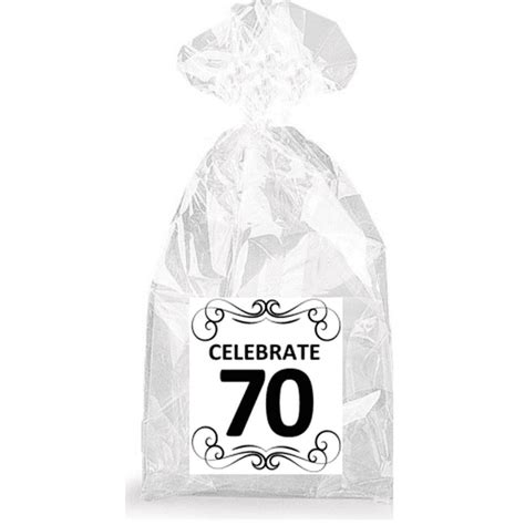 Elegant Celebrate 70th Birthday Party Favor Bags With Ties 12pack