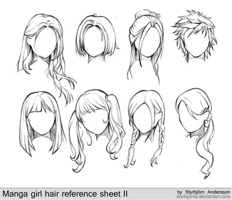 Manga Girl Hair Reference Sheet Ii 20130113 By Styrbjorna On Deviantart