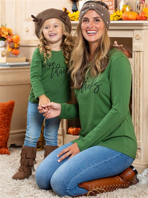 mommy and me fall tops give thanks long sleeve tops mia belle girls