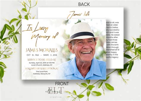 Funeral Invitation Template Simple Photo Celebration Of Life Etsy
