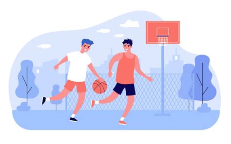 Friends Playing Basketball Illustrations Royalty Free Vector Graphics