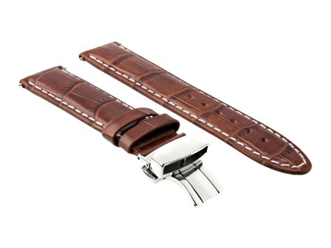24mm Leather Watch Strap Band For Omega Railmaster Deployment Clasp L