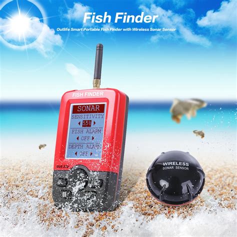 Outlife Smart Portable 100m Fishfinder Lcd Display With Wireless Sonar