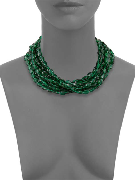Kenneth Jay Lane Multi Strand Beaded Necklace In Green Lyst