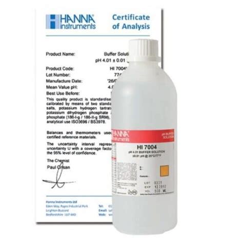 Ph Buffer Solution 4 01 500ml Bottle With Certificate Labtek Services Ltd
