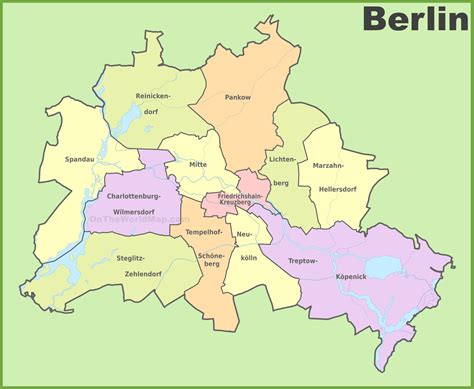 Administrative Divisions Map Of Berlin Ontheworldmap Com