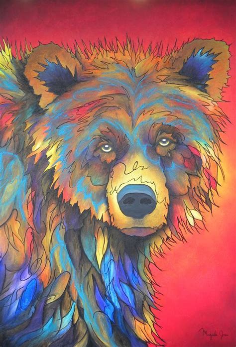 Grizzly Steals The Sun Original Acrylic Whimsical And Colorful