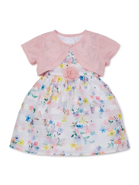 Wonder Nation Baby And Toddler Girls Easter Floral Dress With Shrug