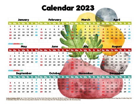 Free Printable 2023 Calendar With Holidays Pdf Premium Template 27471
