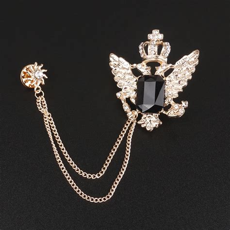 Mdiger Vintage Brooches Crystal Collar Pins Cross Crown Bird Lapel Pin Brooch Pins Men Tassel