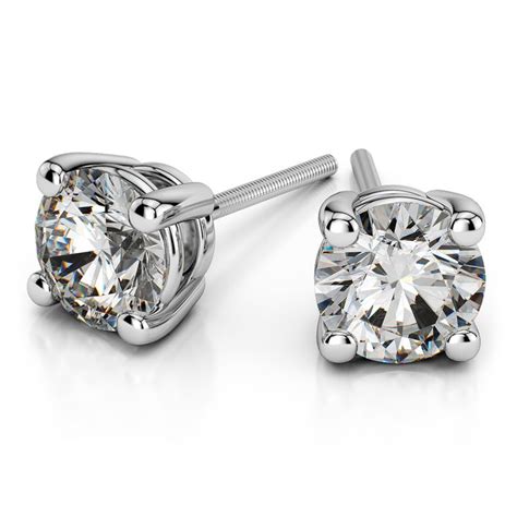 Round Diamond Stud Earrings In White Gold Ctw