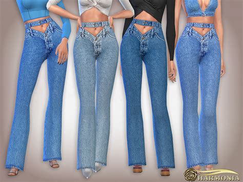 Double Waistband Micro Flare Jeans By Harmonia From Tsr Sims 4 Downloads