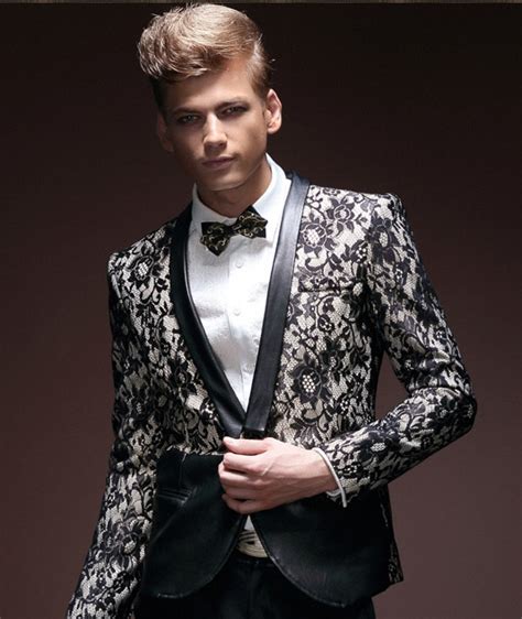 Charming 2 Tone Floral Laced Stitched Mesh And Leather Luxury Mens Blazer
