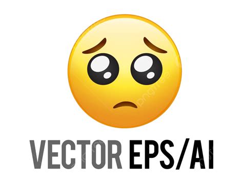 Icon Of Yellow Face With Pleading And Begging Eyes In Vector Format