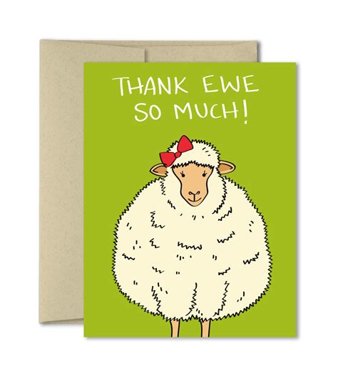 Thank Ewe Sheep Card Wwty01 Thank You Cards Greeting Cards