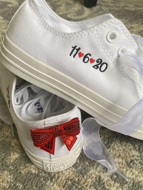 Converse has the latest styles from converse all stars, chuck taylors, to jack purcell sneakers. Bride Shoes with SEQUIN BOW, Wedding Embroidered Converse ...