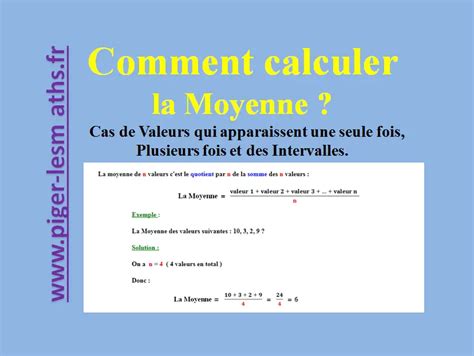 Comment calculer une moyenne Trois cas de figure Exercices Corrigés