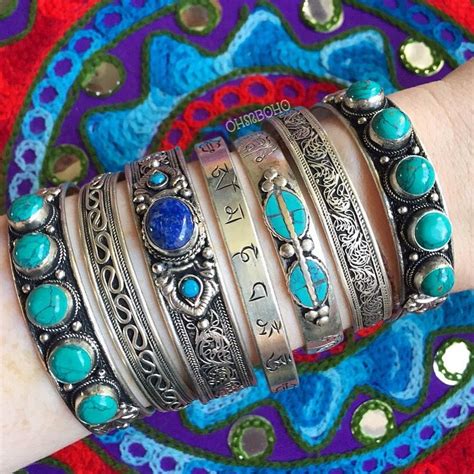 More The Merrier 💙 ॐ ॐ Boho Bangle Boho Jewelry Cuff Bracelets Bangles Lapis