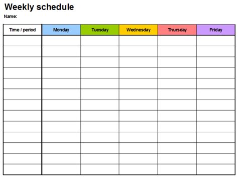 kkids homework timetable template template printable