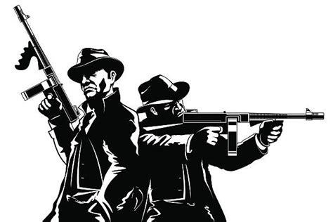 40 Cartoon Of The Gangster Tommy Gun Stock Illustrations Royalty Free