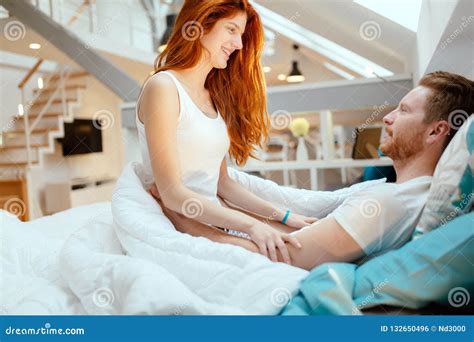Beautiful Couple Romance In Bed Stock Photo Image Of Lovers Partners