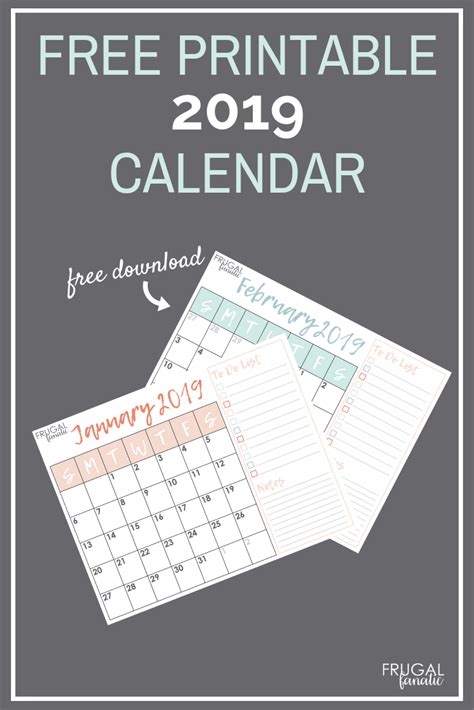 Free Blank 2019 Calendar Printables