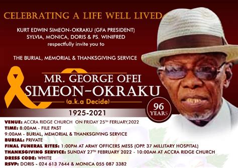 Ghana Funeral Invitation Card