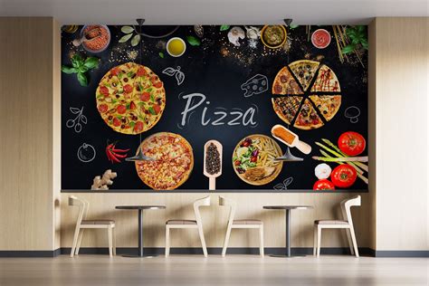 Customizable Retro Pizza Restaurant Wallpaper Fast Food Cafe Etsy