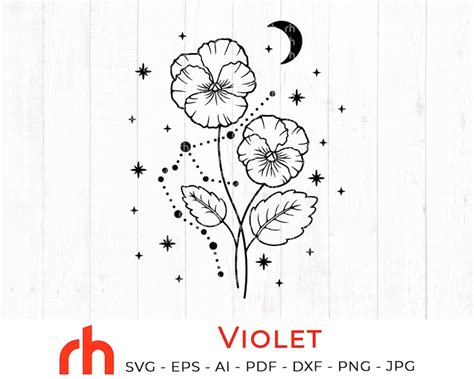 Violet Svg February Birth Flower Svg Violet Silhouette Etsy