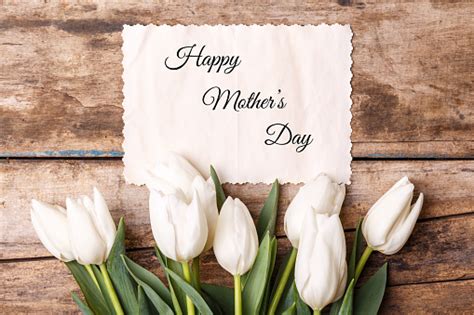 Happy Mothers Day Card With Bunch Of Tulips Stock Photo Download