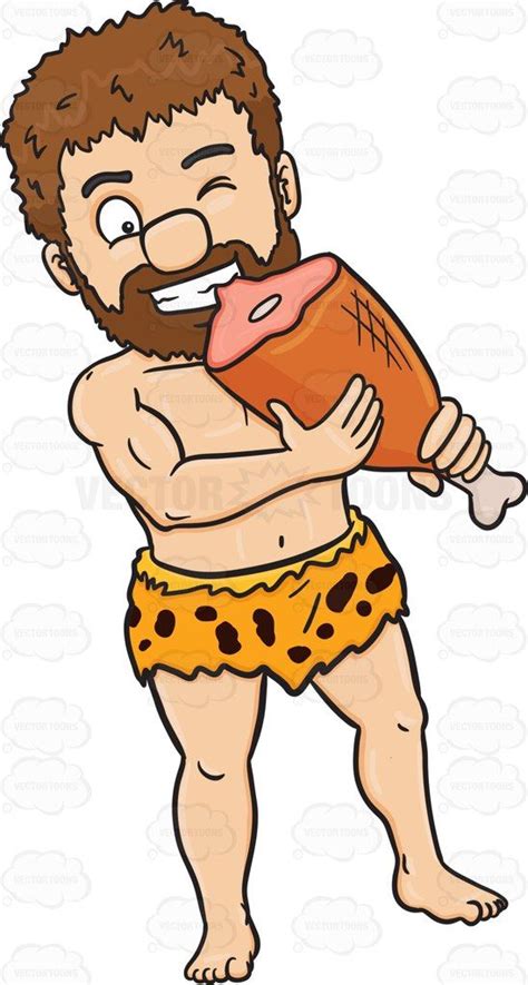 A Caveman Hungrily Bites On His Huge Meal Caveman Costume Diy Costumes Men Cartoon