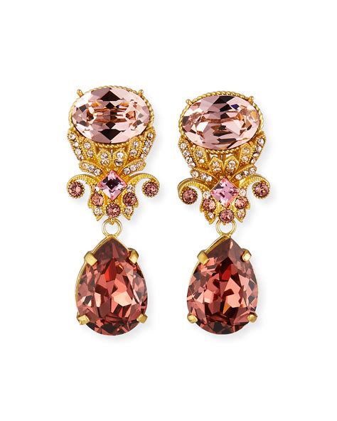 Dolce And Gabbana Rose Crystal Drop Earrings Neiman Marcus