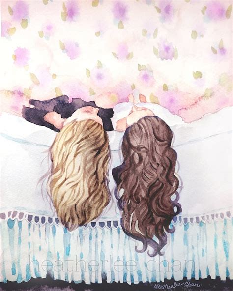 Best Friends Art Sisters Art Watercolor Painting Print Etsy