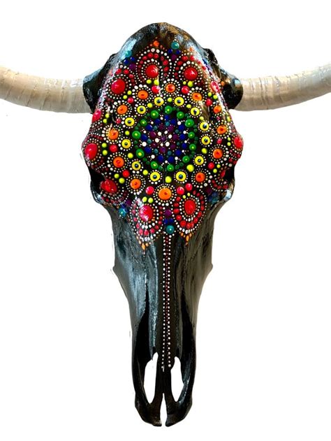 Cow Skull Handmade Mandala Art Painted Modern Wall Art Etsy