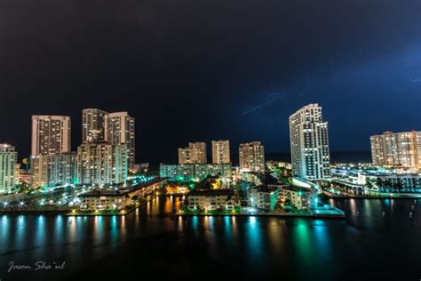 Florida Miami Tower Marina Bridge Beach Monuments Usa Night