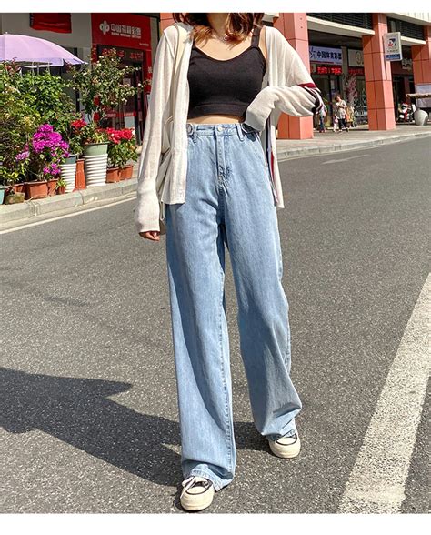Woman Jeans High Waist Clothes Wide Leg Denim Blue Streetwear Pants