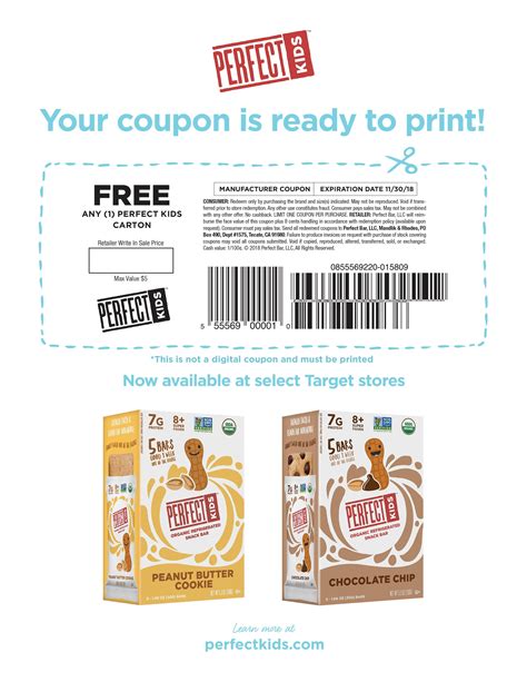 Free Perfect Kids Snack Bars Get This Coupon And Take It To Target For