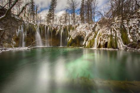 Plitvice Lakes National Park In Croatia In Winter Stock Photo Image