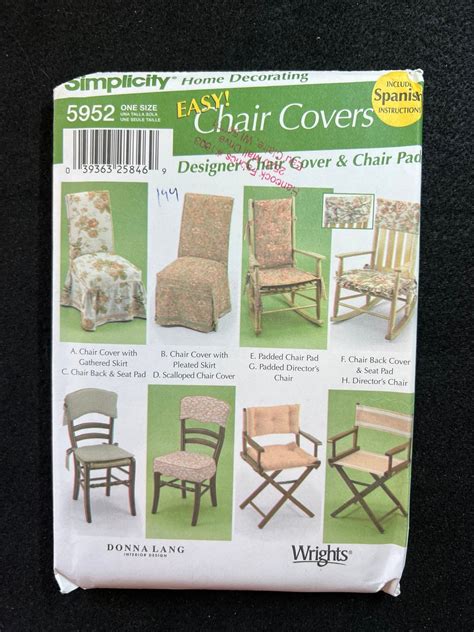Simplicity Home Decorating Sewing Pattern 5952 Easy Chair Covers Ff