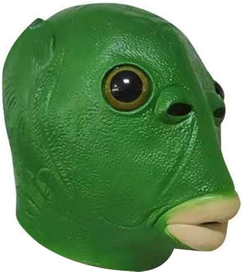 Green Fish Head Mask Funny Creepy Fish Head Party Mask Adult Animal