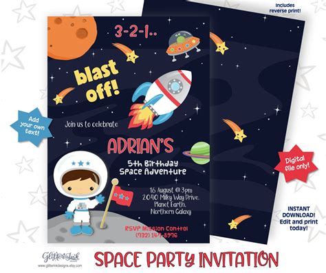 Astronaut Invitation Free Easily Customize Astronaut Birthday