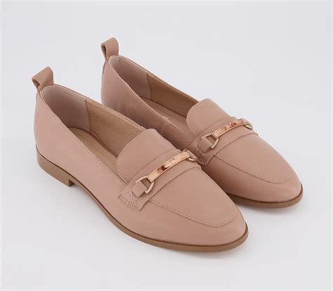 Office Few Feature Trim Loafers Nude Leather Womens Loafers